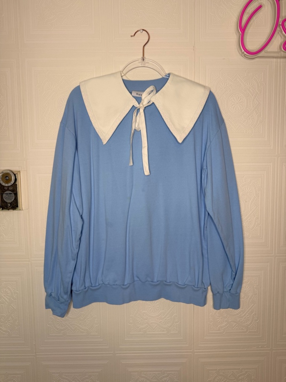 Sleeper Diana Athpleasure Sweatsuit Short Set Baby Blue White Collar XL - Picture 2 of 15